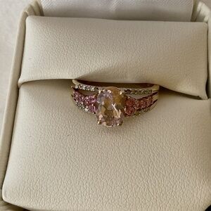 Morganite and Pink Sapphire Diamond Accent Ring